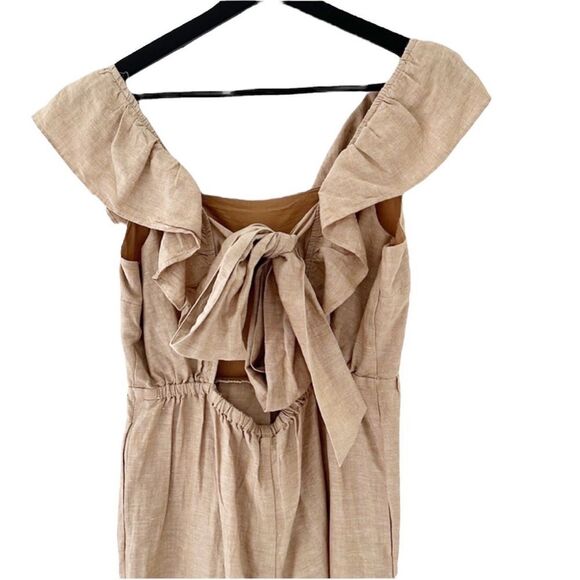 Madewell Linen-Blend Ruffle Tie-Back Jumpsuit New - Picture 6 of 9
